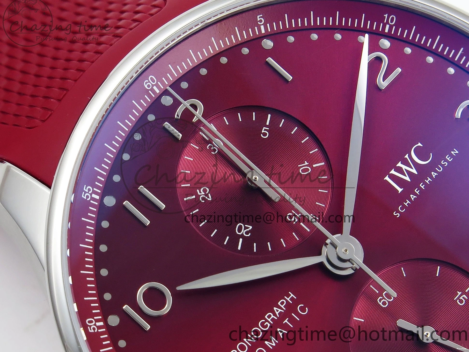 MIROTIME 0111 Reliable Portuguese Chrono IW3716 Z+F 1:1 Best Edition Red Dial on Red Rubber Strap A 7015